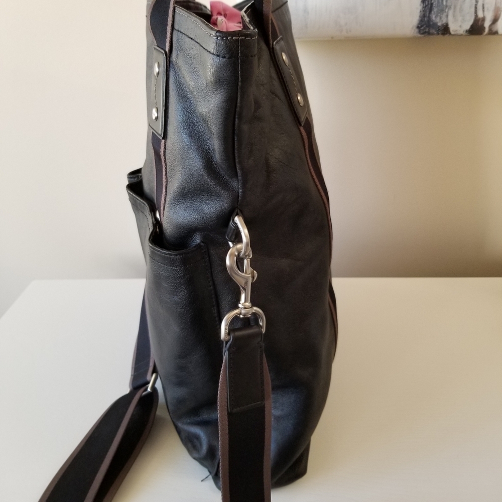 Coach Heritage Web Leather Foldover Tote Unisex - Picture 6 of 16